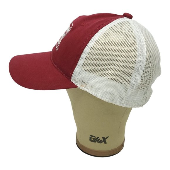 Farm Bureau Insurance Mesh Strapback Logo Cap Trucker Baseball Hat Maroon White - Picture 8 of 12